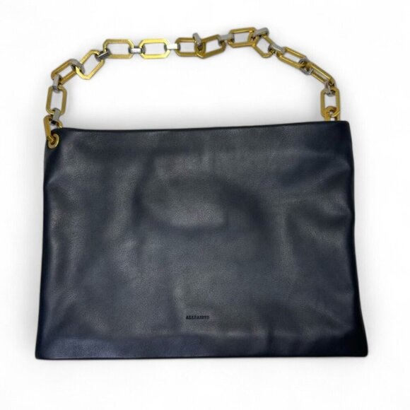 ALL SAINTS Bettina Leather Chain Shoulder Bag Black NWOT - Picture 4 of 16